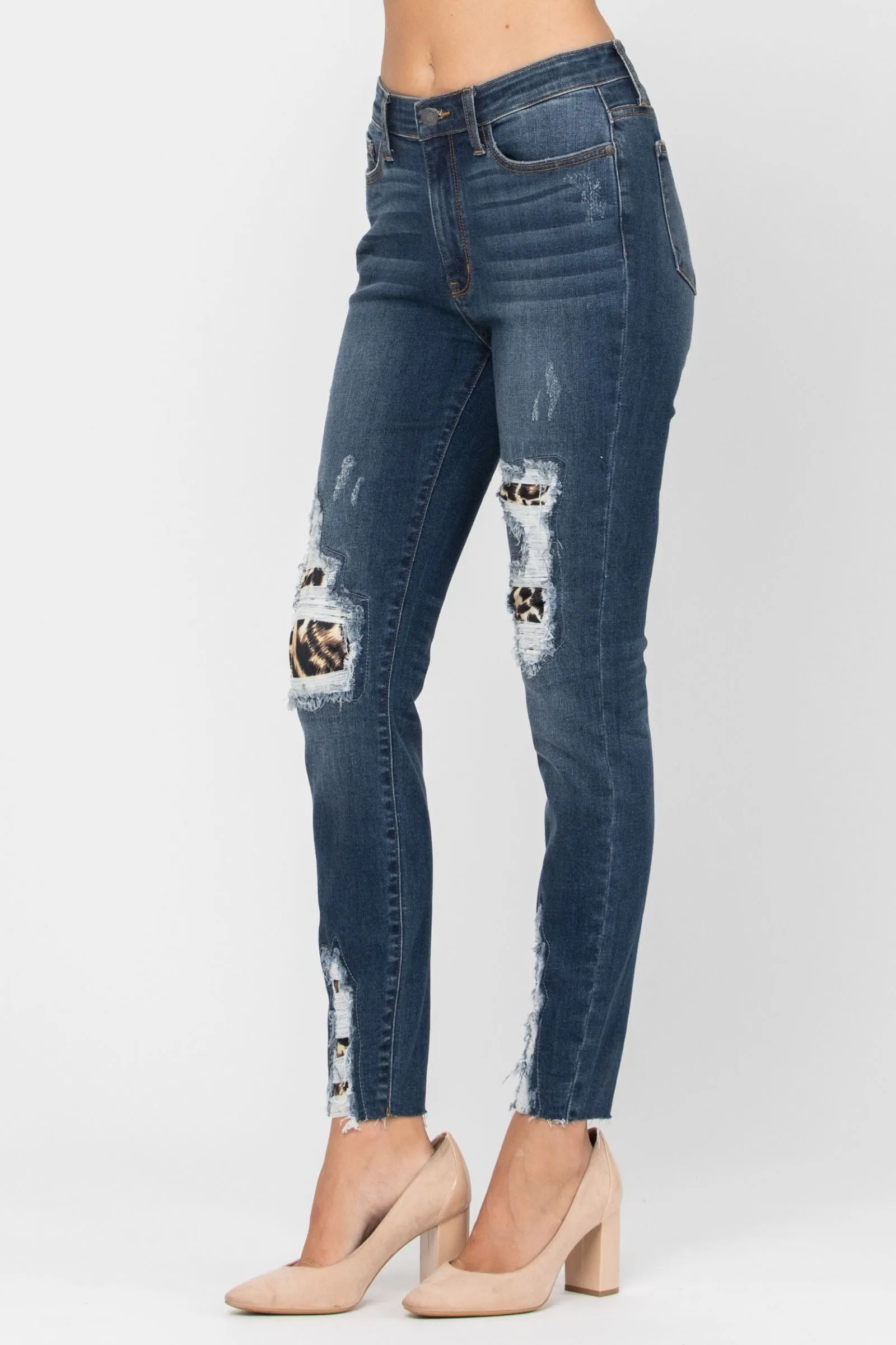 3 & 5 ONLY Judy Blue: Welcome to the Jungle - Leopard Patch Skinny Jeans