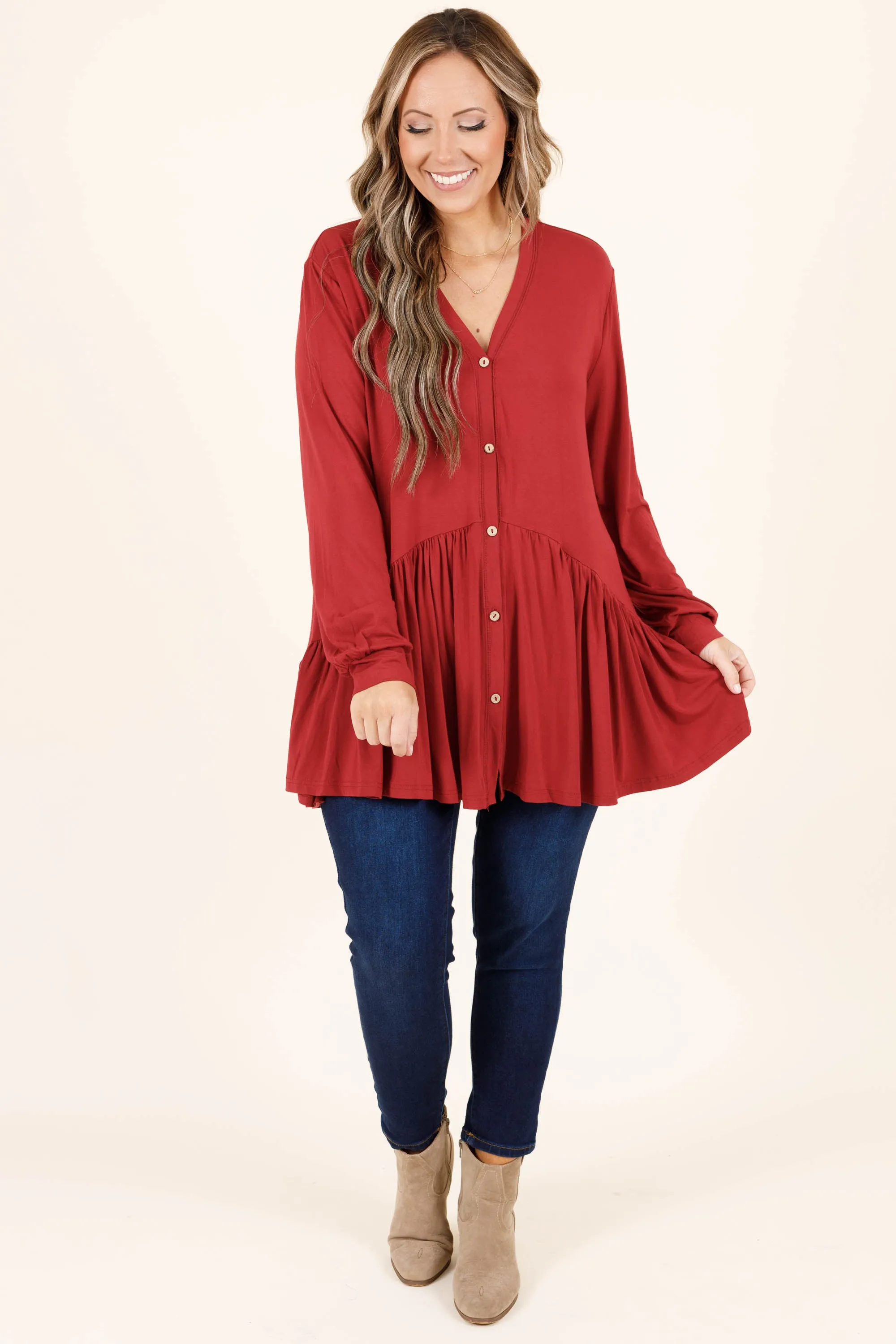 All The Emotions Tunic, Burgundy