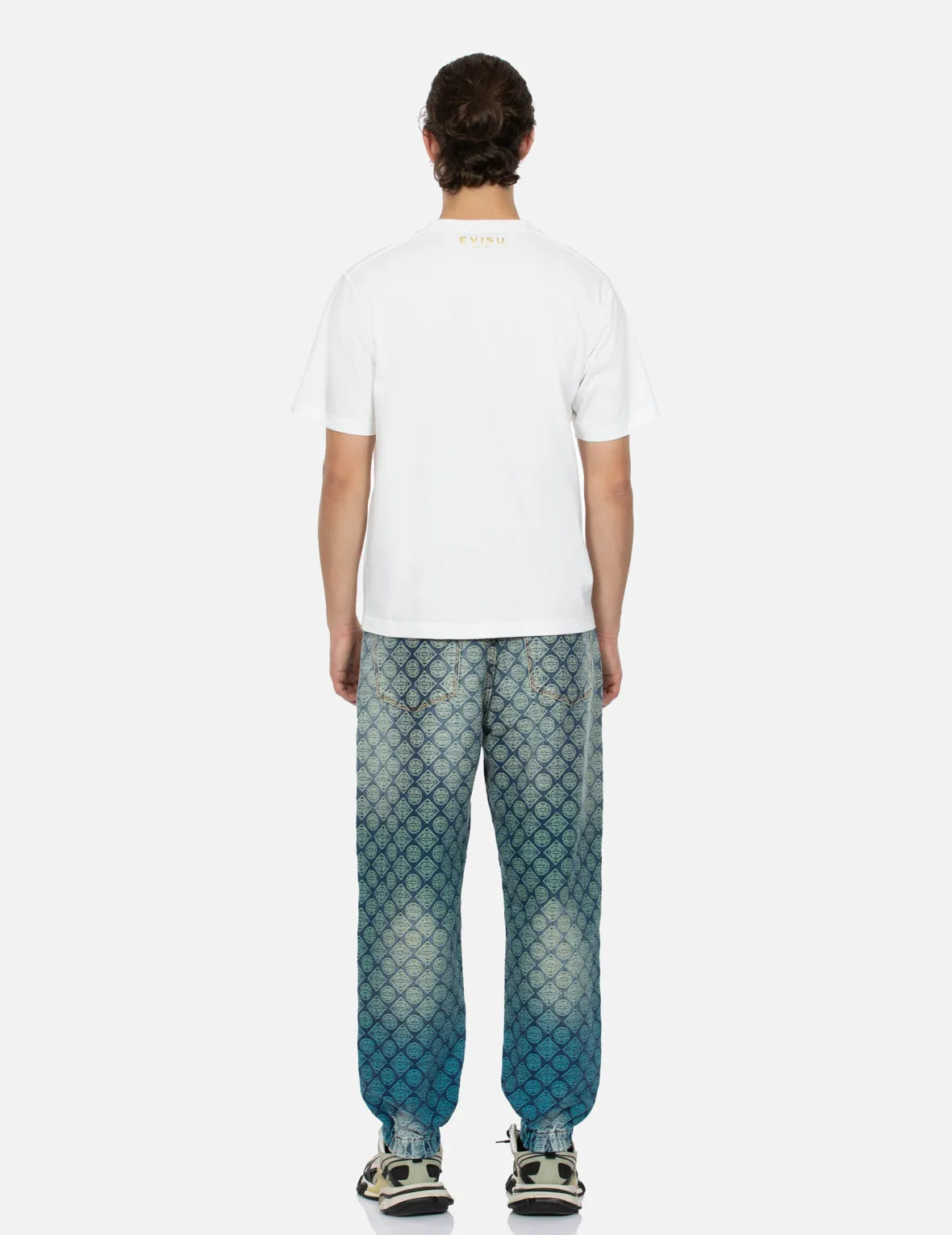 Allover Kamon Jacquard Relax Fit Denim Joggers