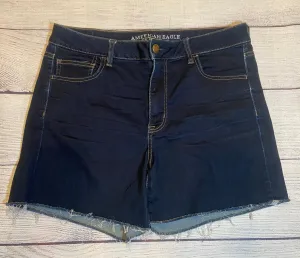 American Eagle Stretch High-Rise Shortie Dark Wash Jean Shorts Womens size 16