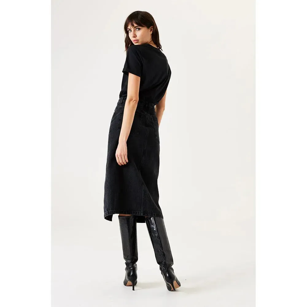 Ariana Denim Midi Skirt (Black)