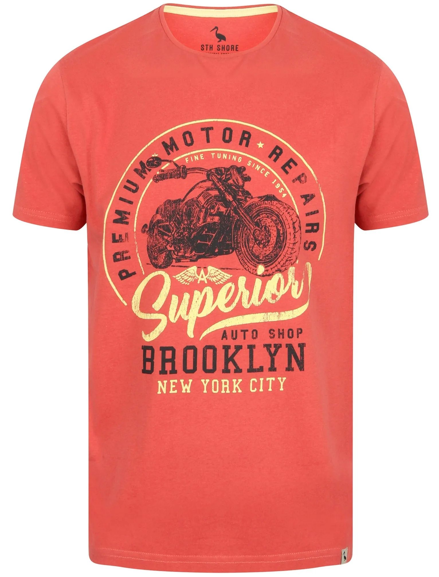 Auto Shop Motif Cotton T-Shirt In Garnet Rose - South Shore