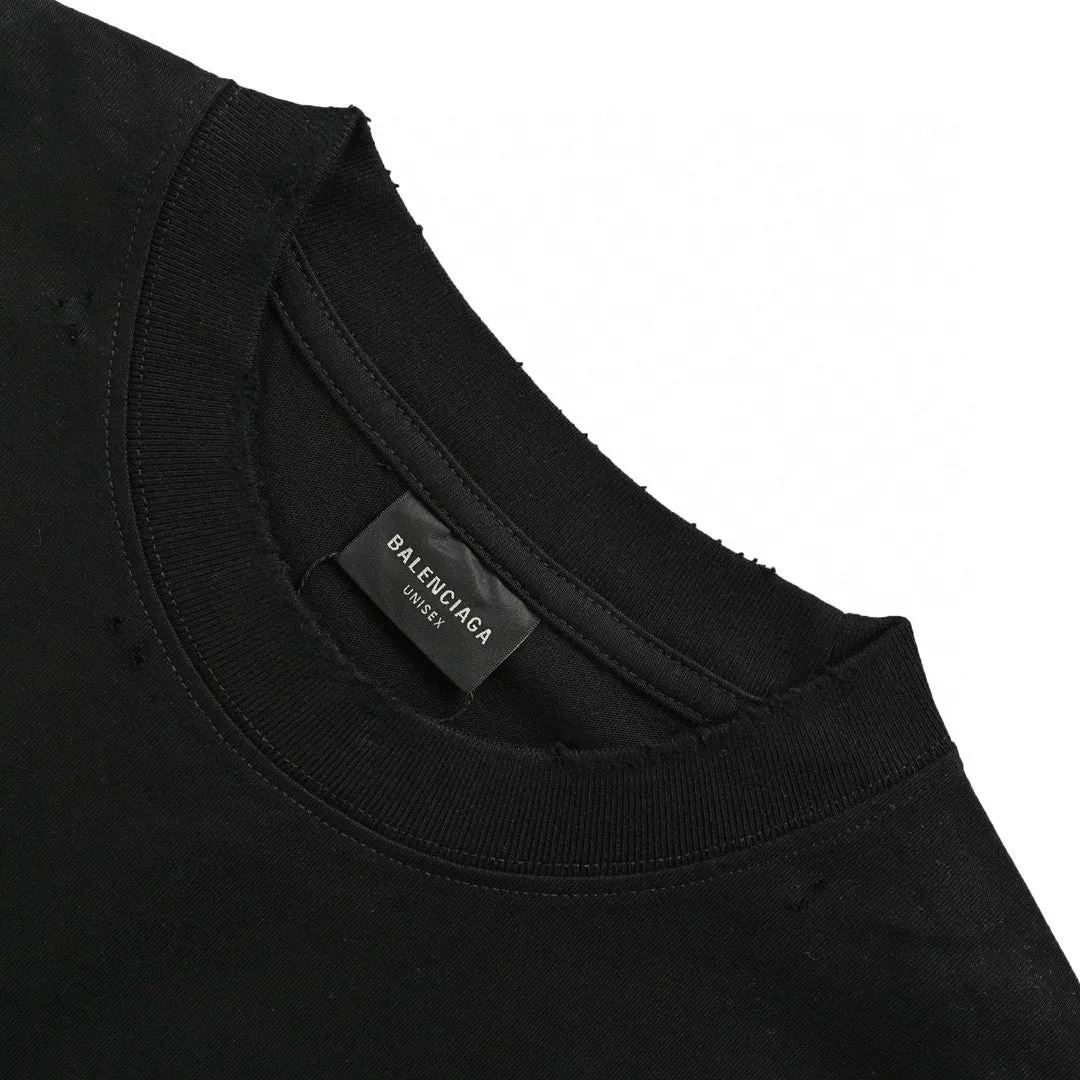 Balenciaga Distressed Logo T-Shirt in Black