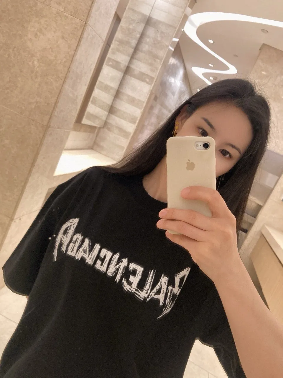 Balenciaga Distressed Logo T-Shirt in Black