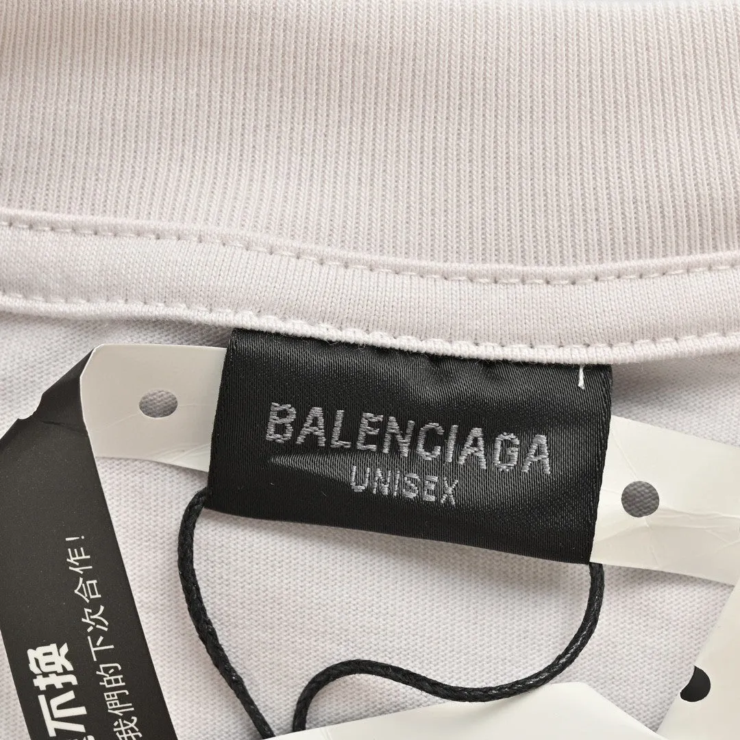 Balenciaga Distressed Logo T-Shirt in White