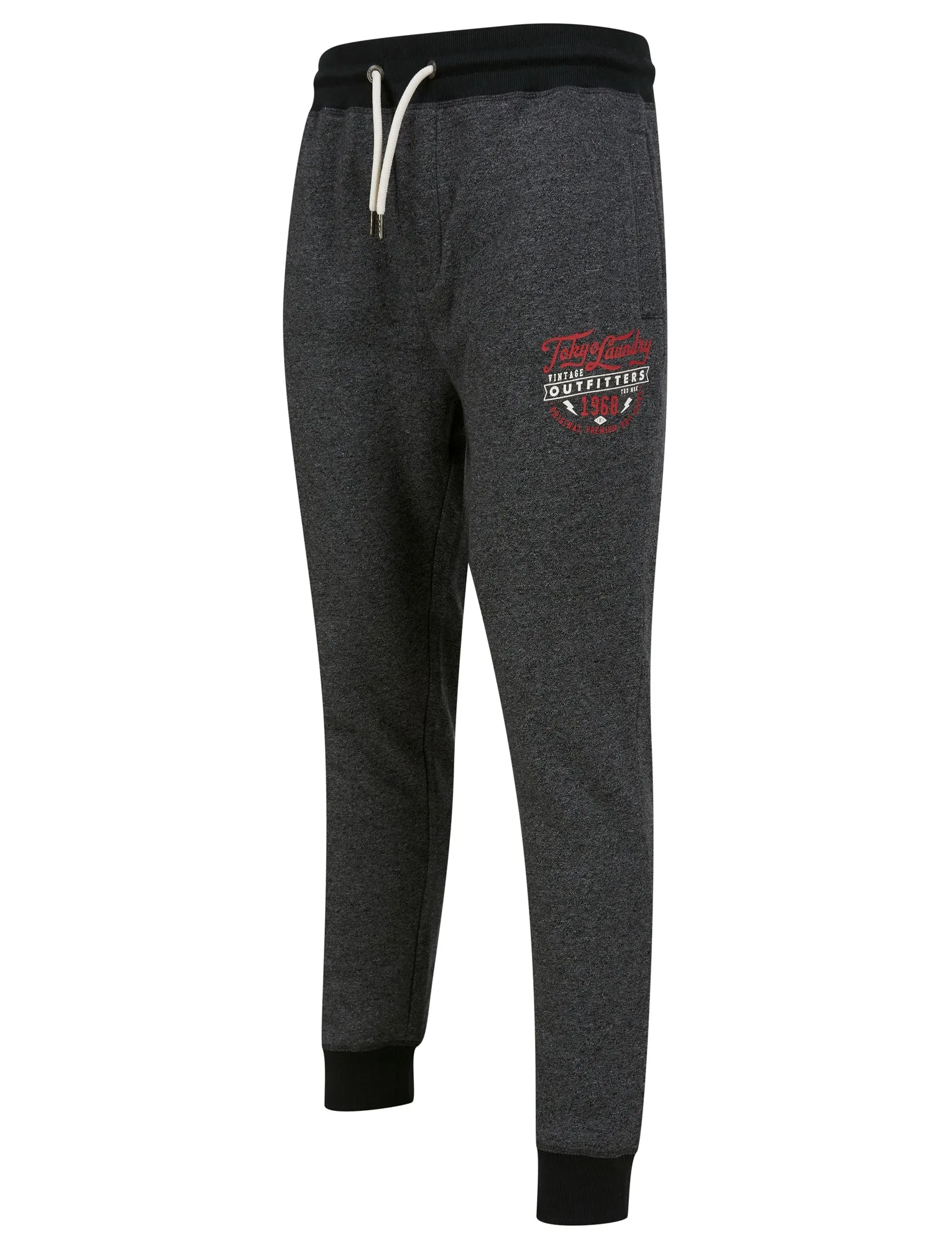 Bannering Brushback Fleece Cuffed Joggers in Dark Grey Grindle - Tokyo Laundry