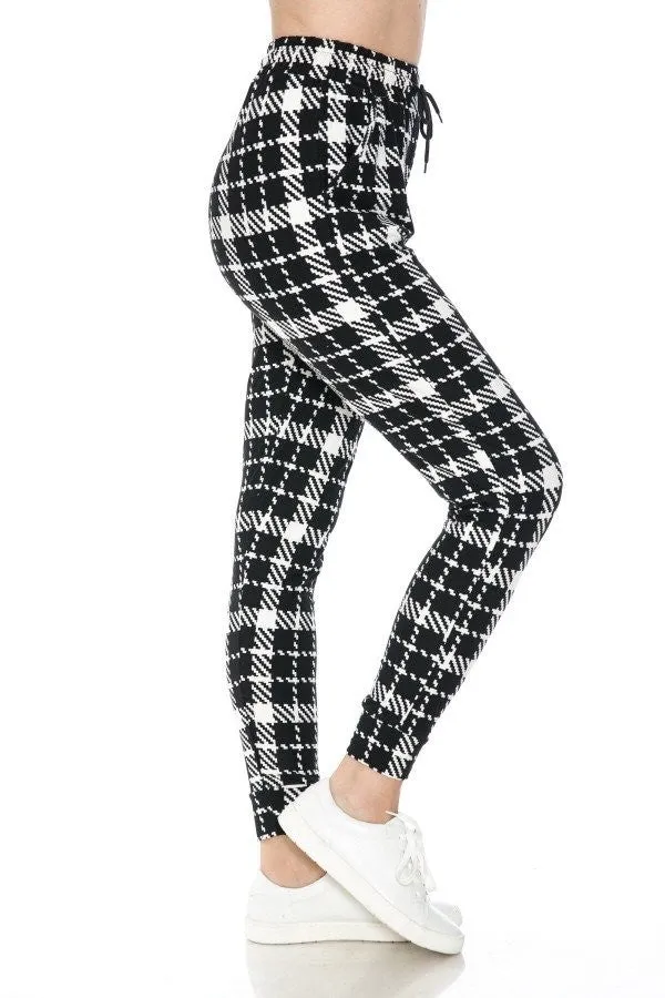 Black Plaid Butter Soft Joggers