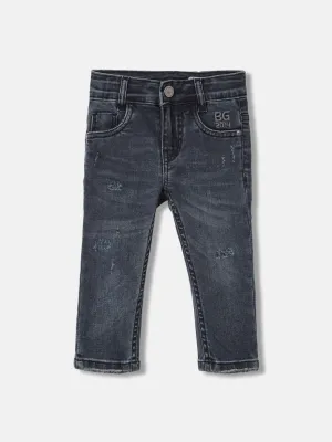 Blue Giraffe Boys Blue Solid Straight Fit Jeans