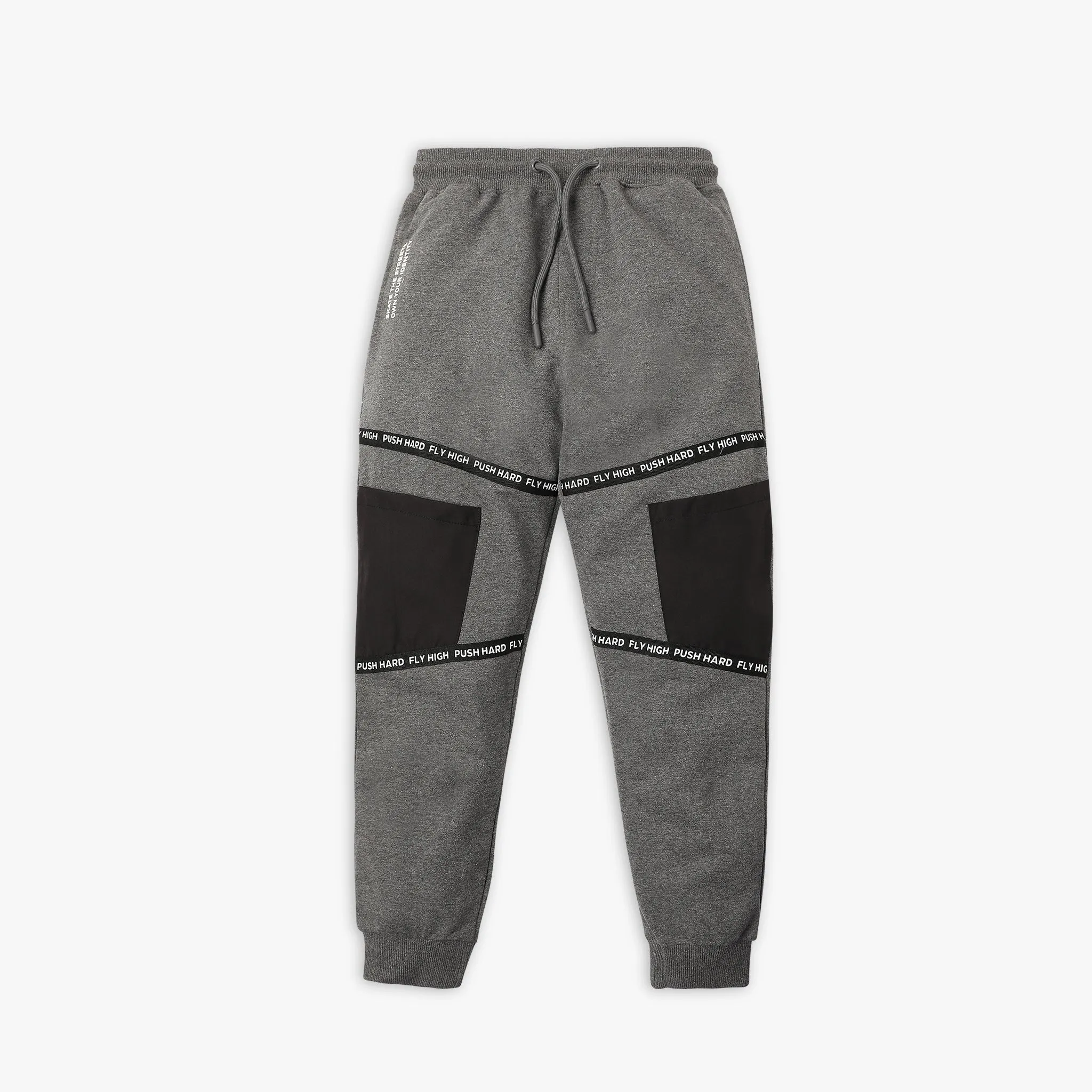 Boys Regular Fit Solid Mid Rise Joggers