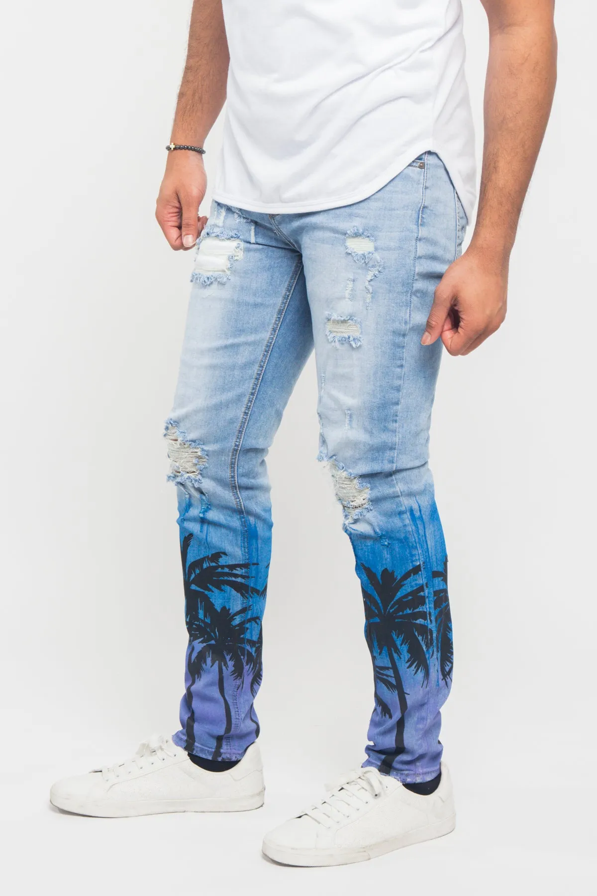 Distressed Airbrushed City Jeans