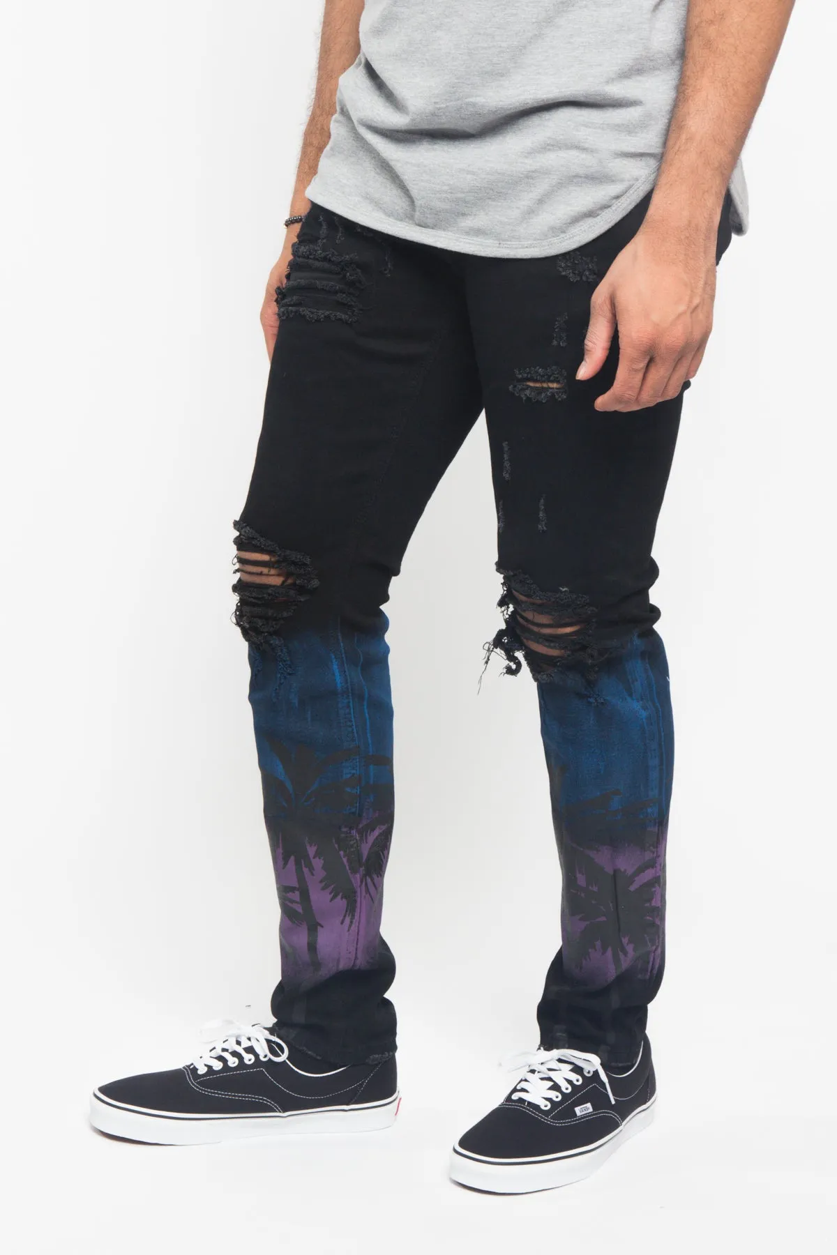 Distressed Airbrushed City Jeans