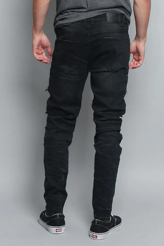 Distressed Zipper Denim Jeans