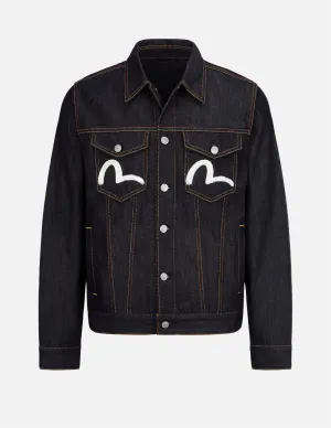 Ecru Seagull Print Denim Jacket