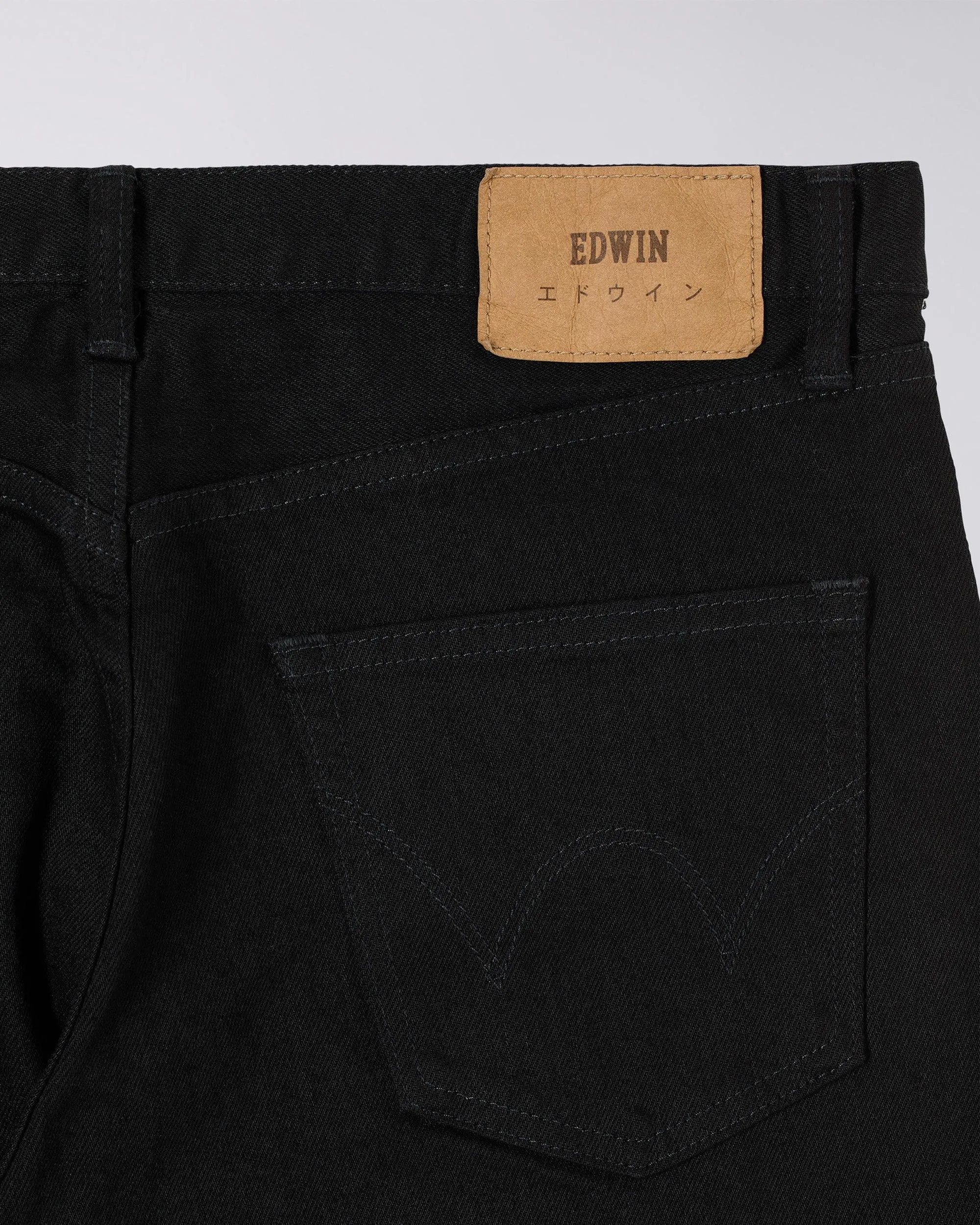 Edwin Made In Japan Regular Tapered Mens Jeans - 12.5oz Kaihara Green x White Selvage Stretch Denim / Black Rinsed