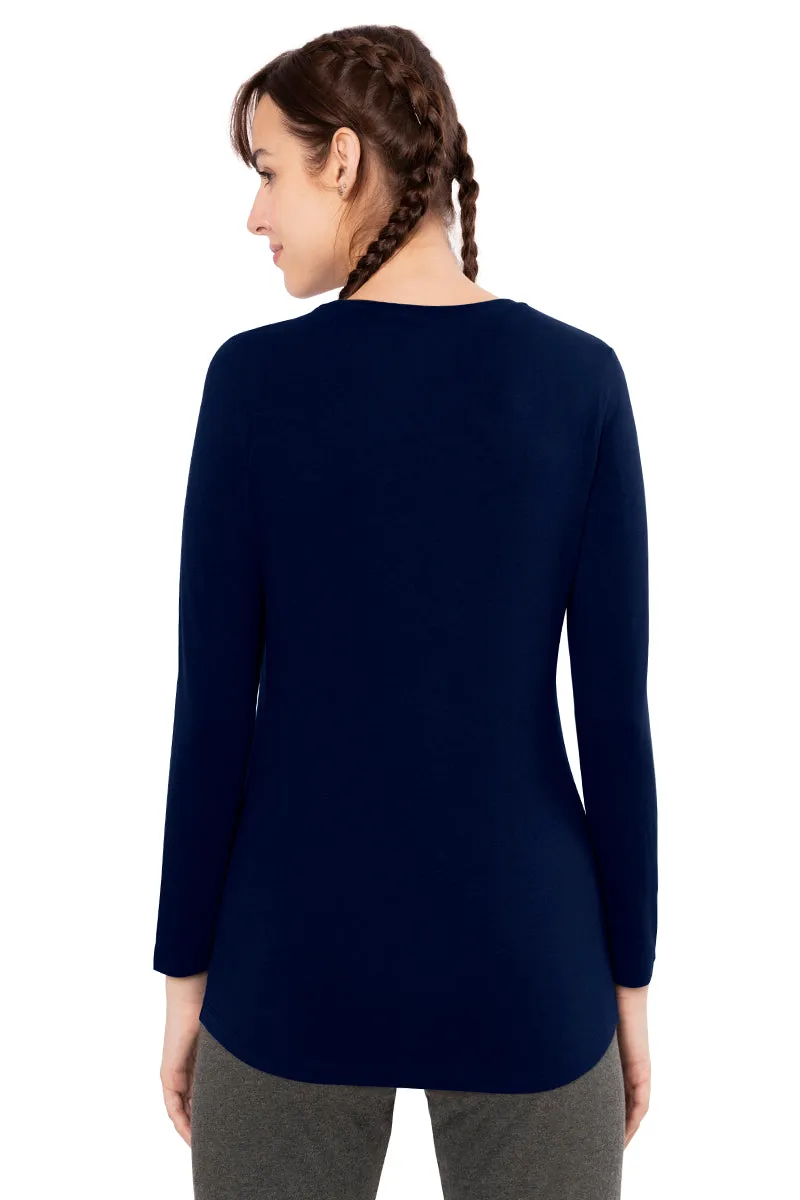 Essential Long Sleeve Round Neck T-Shirt - Midnight