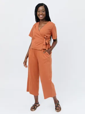 Fae Wide Leg Pant- Sandstone Rib Knit