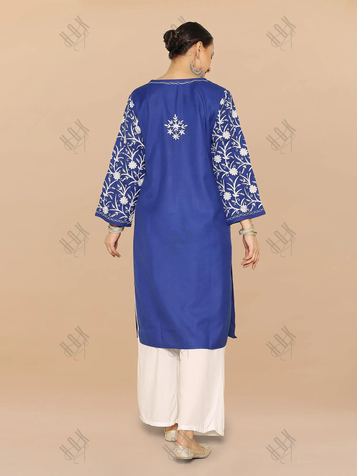 Falak Kashmiri Long Kurta - Blue