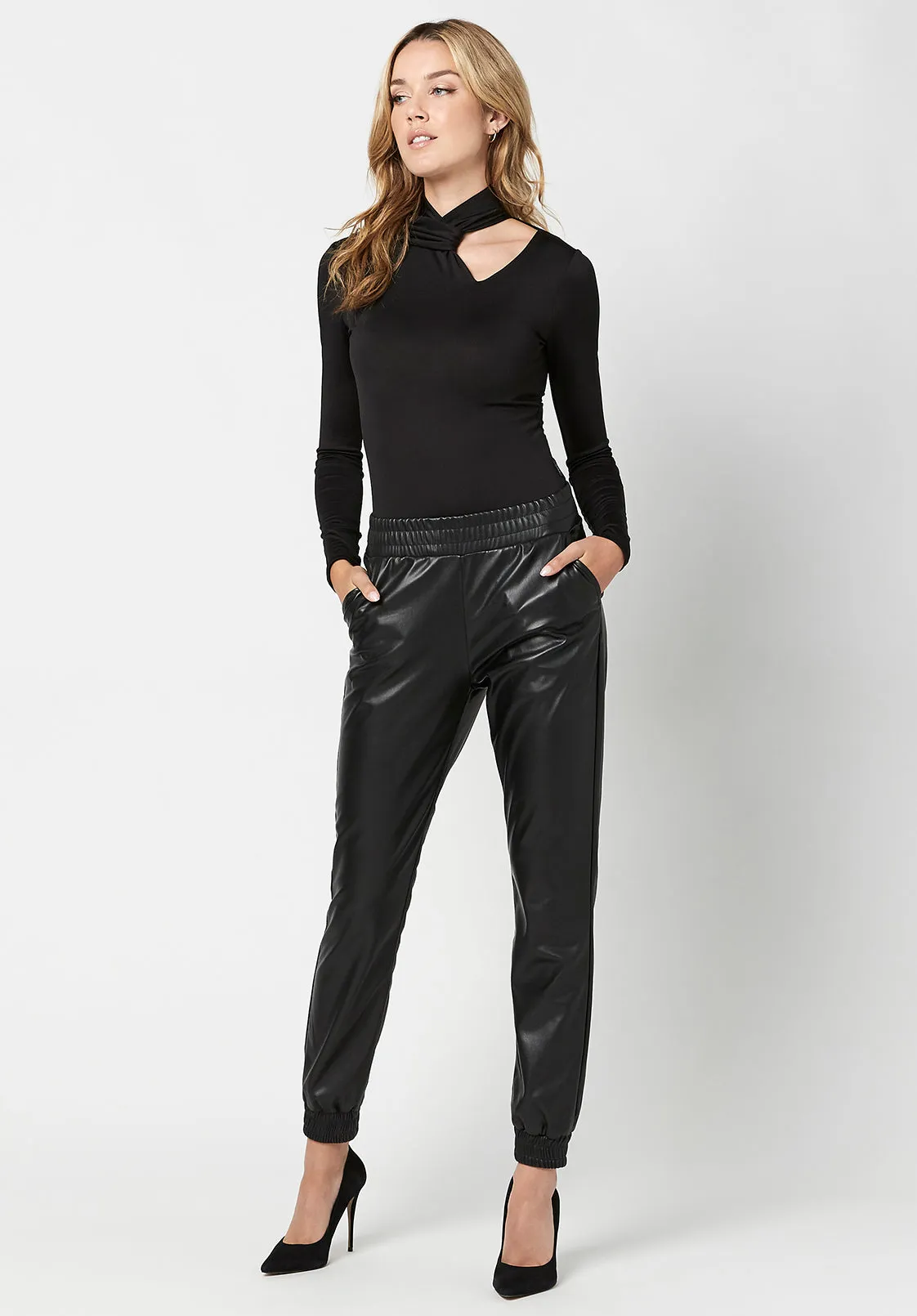 Faux Leather Tara Joggers - KB0551F