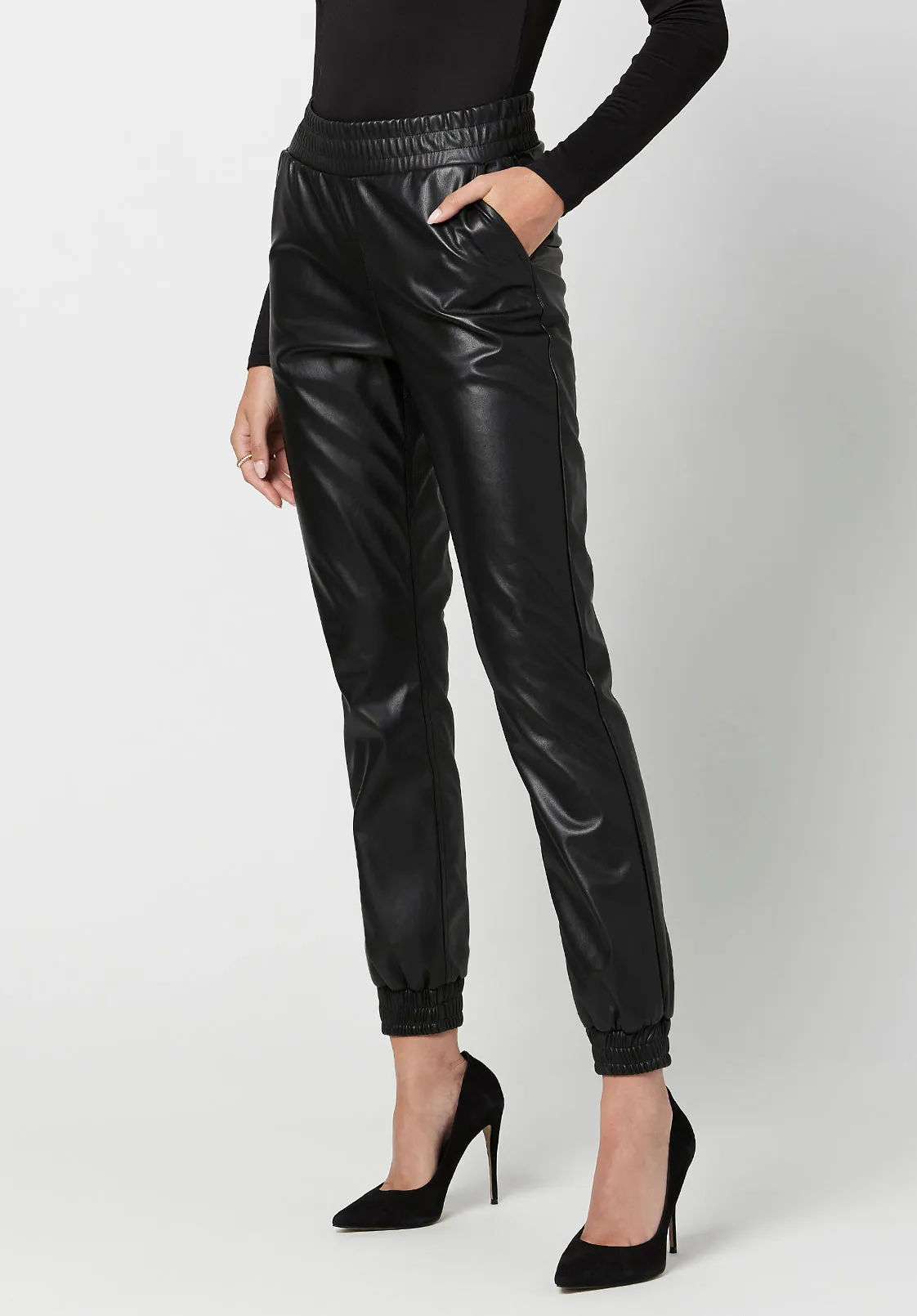 Faux Leather Tara Joggers - KB0551F