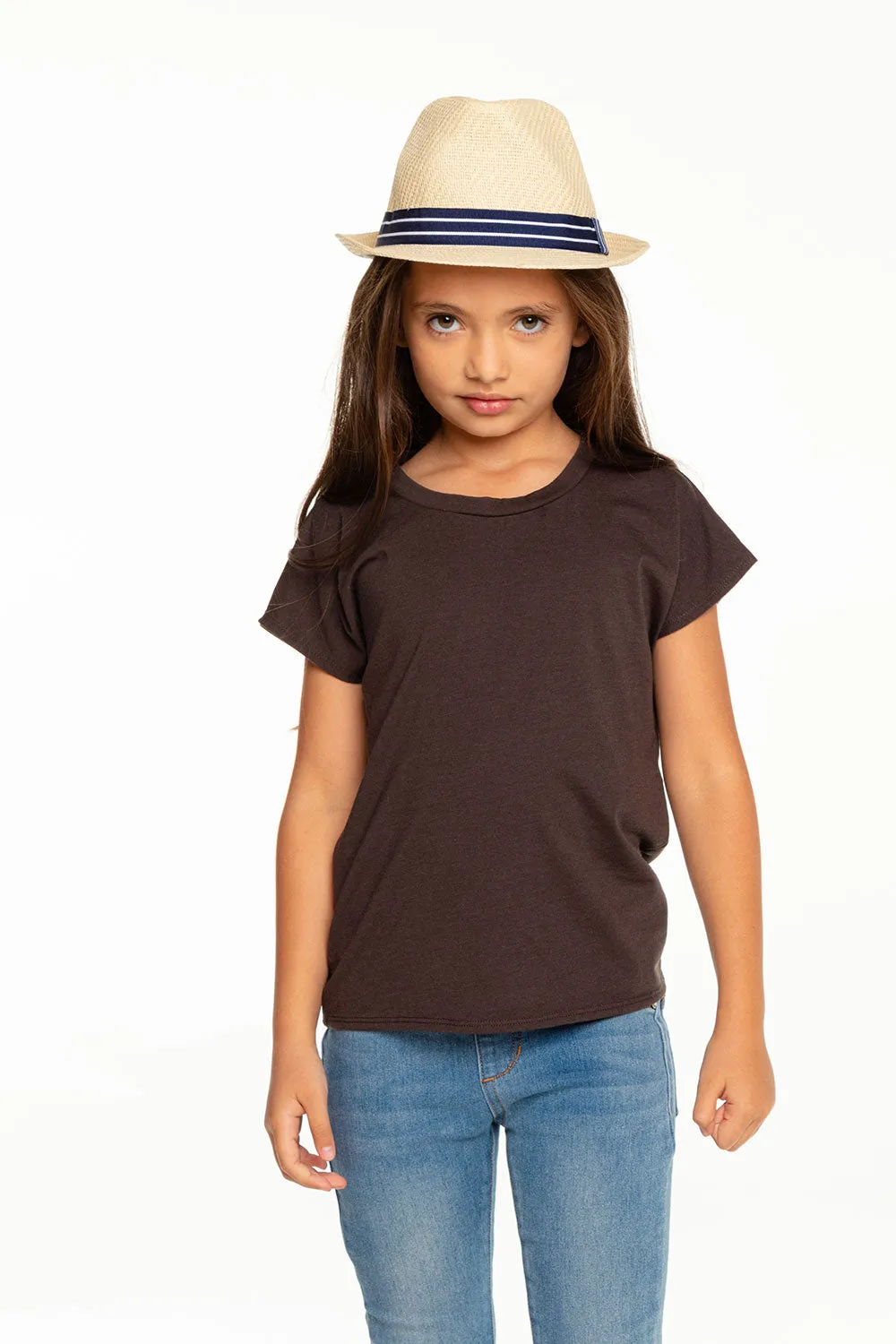 Girls Recycled Vintage Jersey Cap Sleeve Vent Back Tee