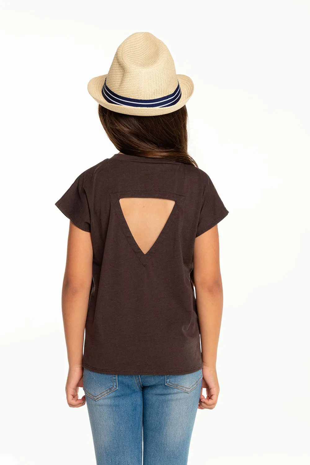 Girls Recycled Vintage Jersey Cap Sleeve Vent Back Tee