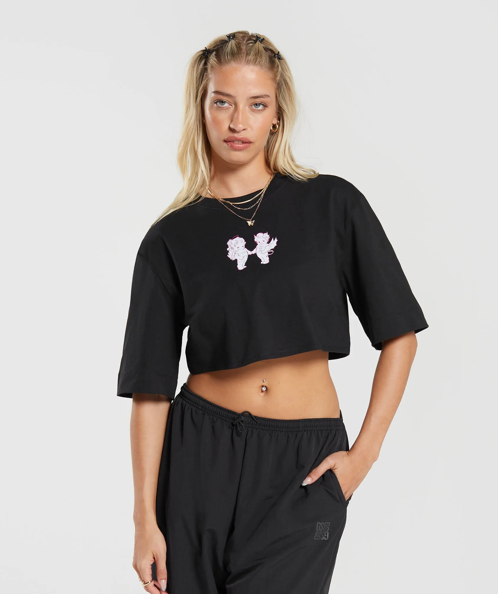 Gymshark Cherub Graphic Crop Top - Black