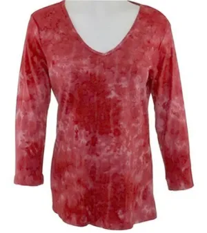 Impulse California - Rose Zircon, Rhinestone Print, V-Neck Top