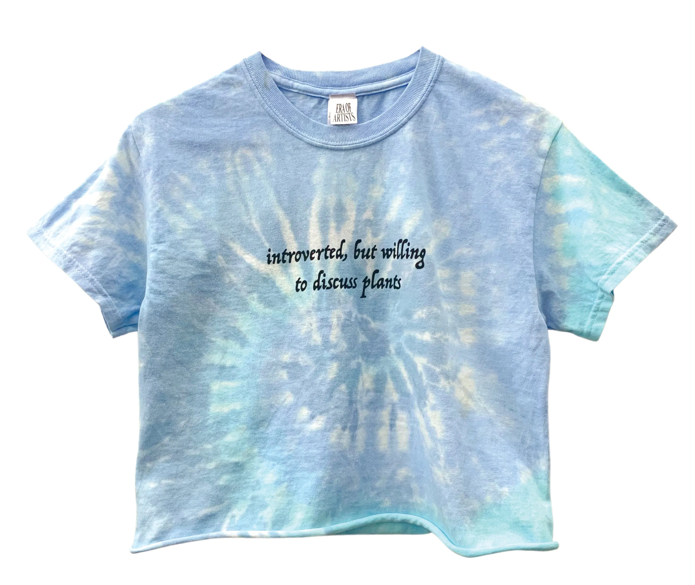 Introverted, But Willing to Discuss Plants Blue Tie-Dye Cropped Unisex Tee