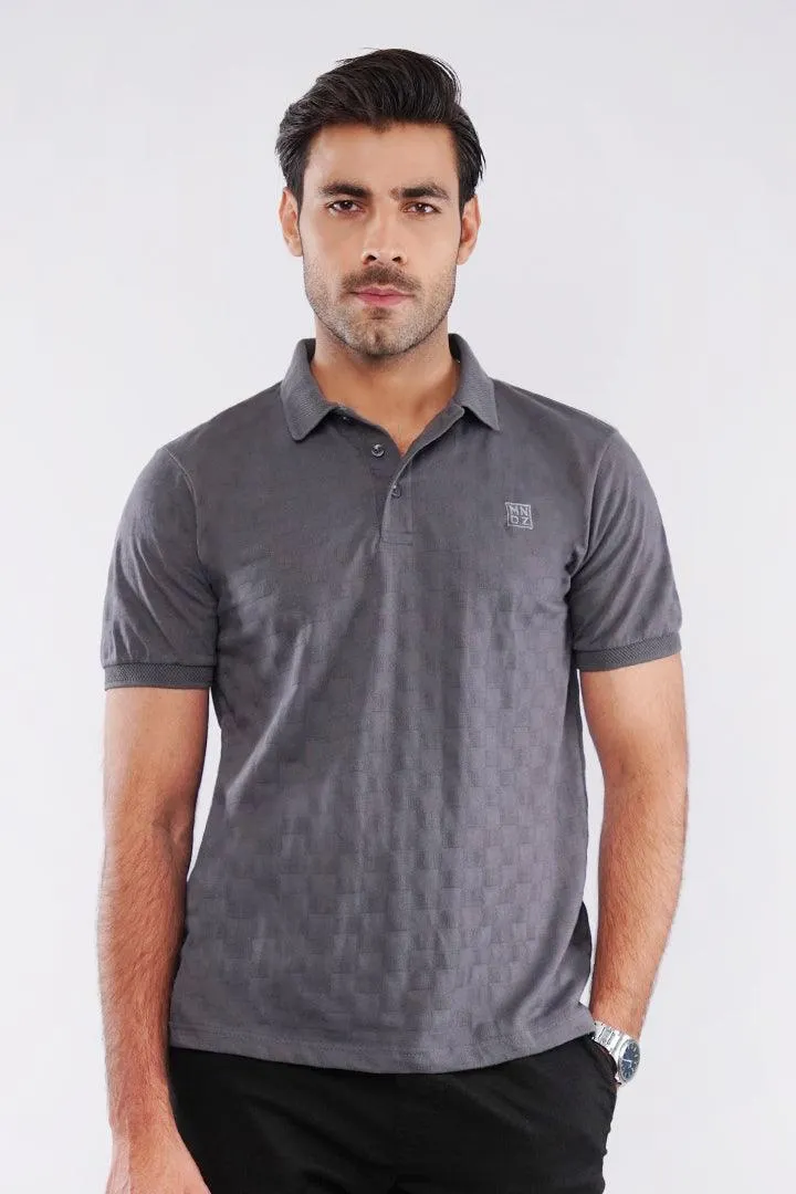 Jacquard Polo Shirt - Grey