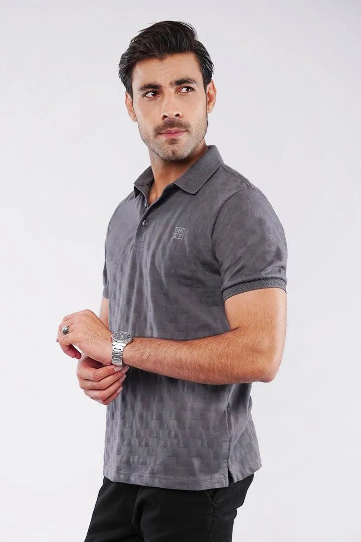 Jacquard Polo Shirt - Grey