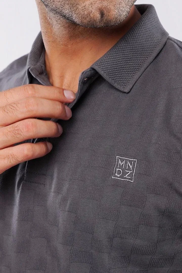 Jacquard Polo Shirt - Grey