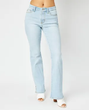 Judy Blue Mid Rise Side Slit Hem Bootcut Jeans