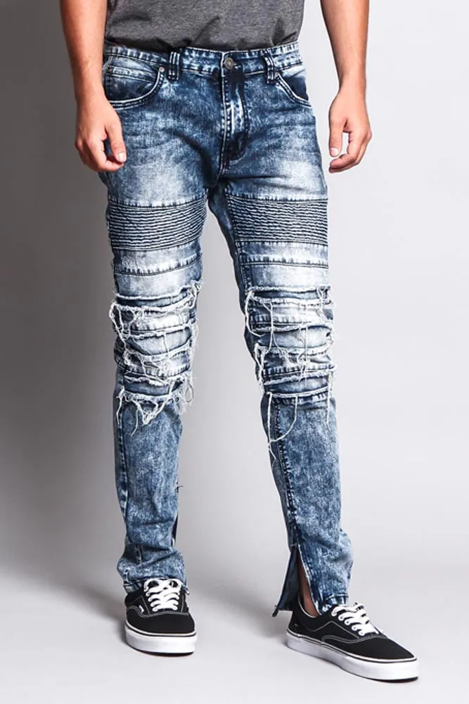 Men's Distressed Biker Jeans