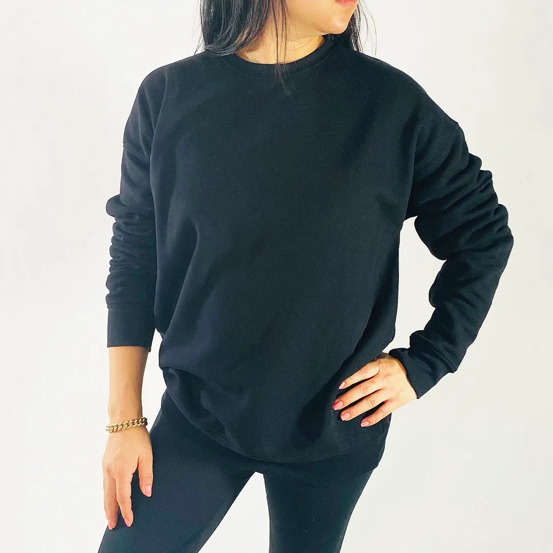 Poppy Chic Black Sweatshirt - Iridescent Glitter Skulls