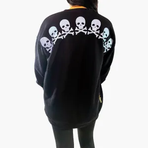 Poppy Chic Black Sweatshirt - Iridescent Glitter Skulls