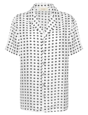 Victoire Unisex Voile Black Lip Print Shirt