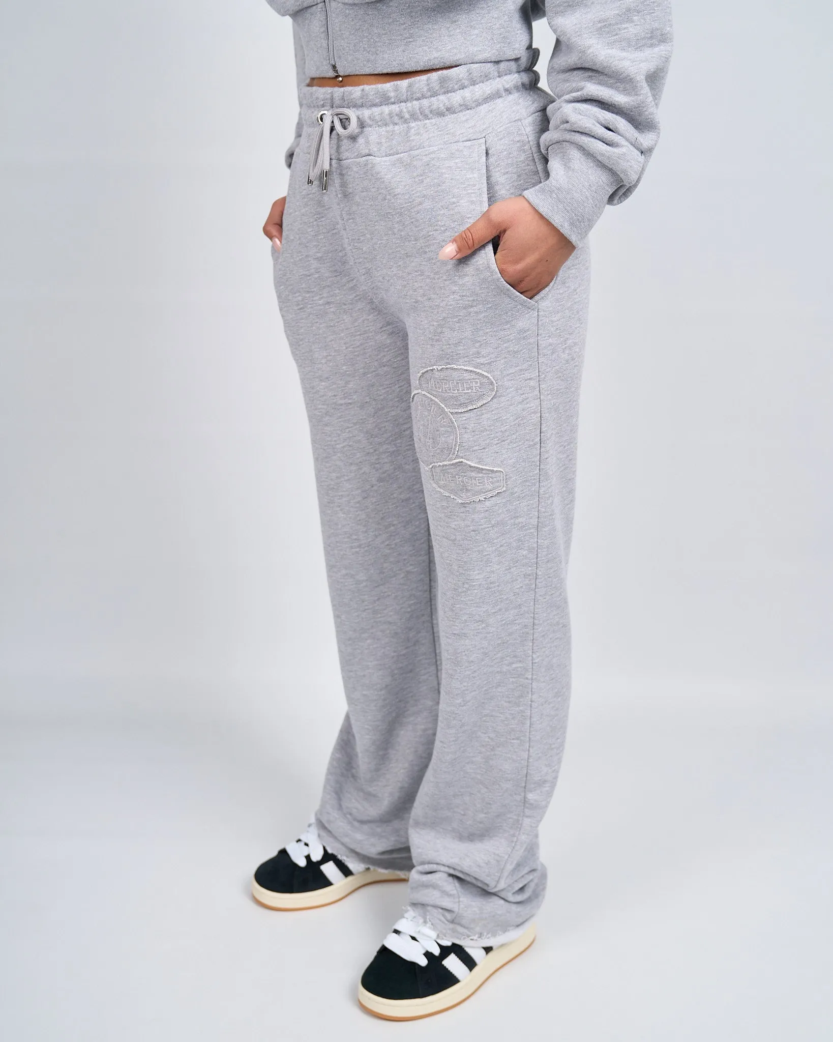 Womens Grey Marl OG Badge Raw Joggers